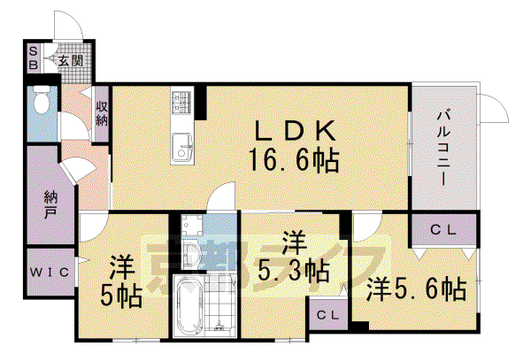 京都市東西線 太秦天神川駅 徒歩10分 3階建 新築(3LDK/1階)の間取り写真