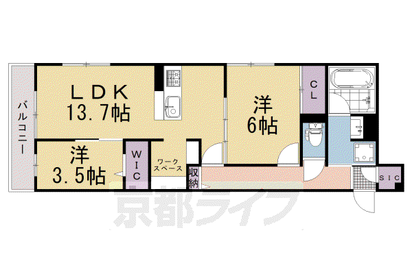 阪急電鉄京都線 西向日駅 徒歩2分 3階建 新築(2LDK/2階)の間取り写真