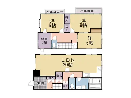 京阪電気鉄道京津線 四宮駅 徒歩8分 2階建 築36年(3SLDK)の間取り写真