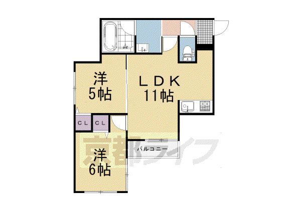 阪急電鉄京都線 西向日駅 徒歩40分 3階建 新築(2LDK/2階)の間取り写真