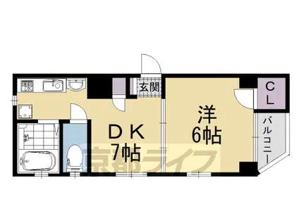 丹波口サンハイツ(1DK/3階)の間取り写真