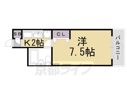 山陰本線 嵯峨嵐山駅 徒歩1分 5階建 築39年(1K/2階)の間取り写真