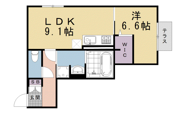 近鉄京都線 伏見駅(京都) 徒歩11分 3階建 築1年(1LDK/1階)の間取り写真