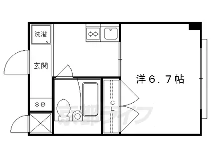 阪急電鉄京都線 西京極駅 徒歩1分 4階建 築40年(1K/3階)の間取り写真