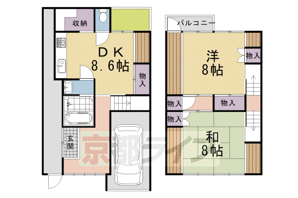 京阪電気鉄道鴨東線 出町柳駅 徒歩7分 2階建 築61年(2DK)の間取り写真