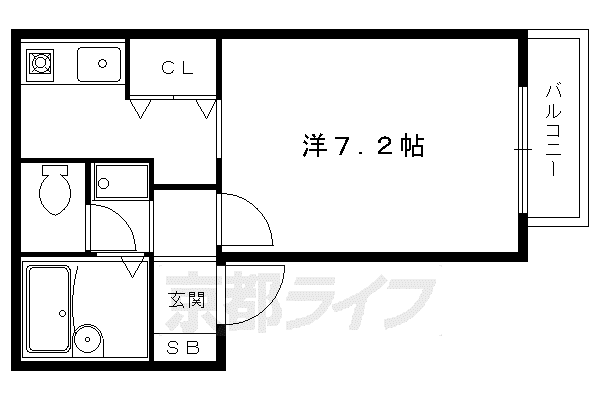 叡山電鉄 茶山・京都芸術大学駅 徒歩12分 2階建 築30年(1K/2階)の間取り写真
