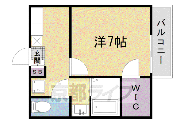 京都市東西線 太秦天神川駅 徒歩7分 2階建 築27年(1K/1階)の間取り写真