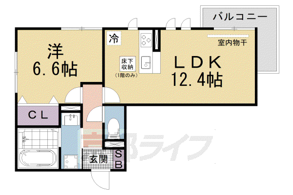LUMIEREDUSOIRDEUX(1LDK/1階)の間取り写真