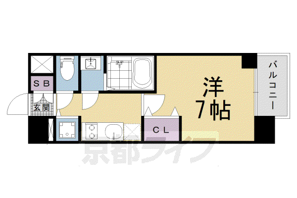 近鉄京都線 十条駅(近鉄) 徒歩10分 7階建 新築(1K/2階)の間取り写真