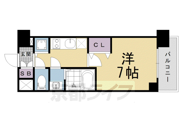 近鉄京都線 十条駅(近鉄) 徒歩10分 7階建 新築(1K/6階)の間取り写真
