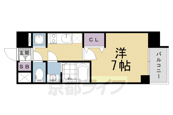 近鉄京都線 十条駅(近鉄) 徒歩10分 7階建 新築(1K/3階)の間取り写真