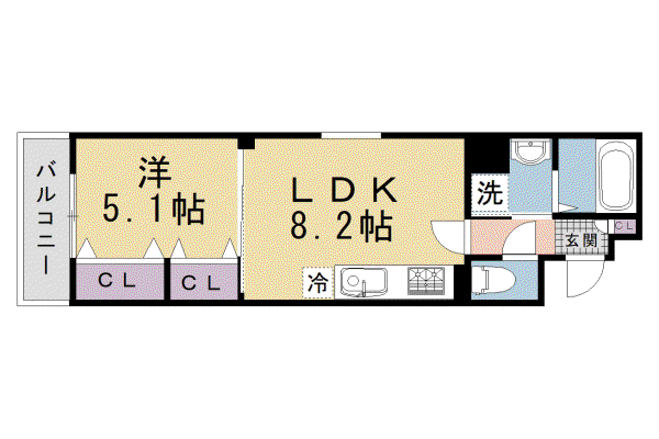 京阪電気鉄道交野線 宮之阪駅 徒歩13分 3階建 築1年(1LDK/1階)の間取り写真