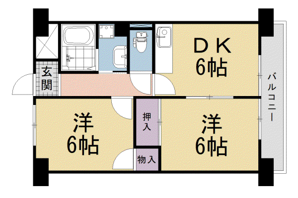 京阪電気鉄道京阪線 樟葉駅 徒歩11分 2階建 築28年(2DK/2階)の間取り写真