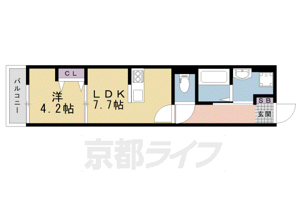 京阪電気鉄道京阪線 牧野駅 徒歩5分 3階建 築1年(1LDK/1階)の間取り写真