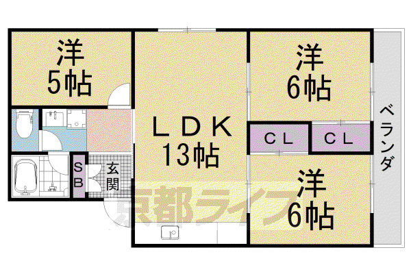 グレイス堅田(3LDK/2階)の間取り写真