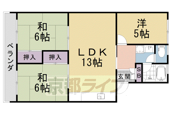 グレイス堅田(3LDK/3階)の間取り写真