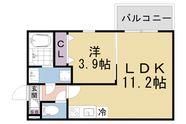 ジーメゾン大津べルヴィア(1LDK/1階)の間取り写真