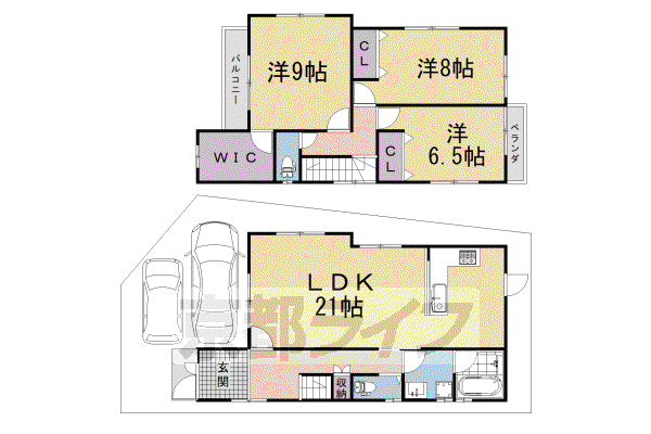 京阪電気鉄道京阪線 淀駅 徒歩14分 2階建 築1年(3LDK)の間取り写真