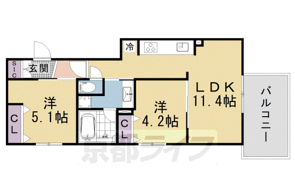 猫の家 MAISON DU CHAT (2LDK/1階)の間取り写真