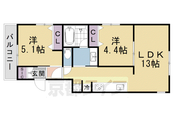 猫の家 MAISON DU CHAT (2LDK/2階)の間取り写真