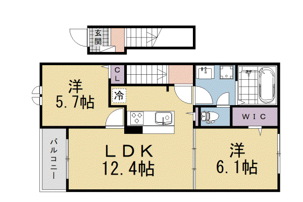 京都市東西線 石田駅(京都市営) 徒歩4分 2階建 新築(2LDK/1階)の間取り写真