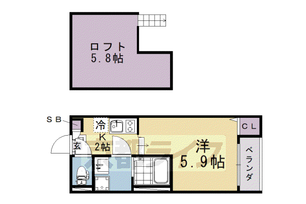 京阪電気鉄道京阪線 墨染駅 徒歩5分 2階建 築1年(1K/1階)の間取り写真