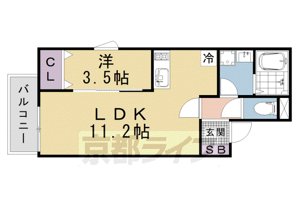京都市東西線 東野駅(京都) 徒歩13分 3階建 新築(1LDK/2階)の間取り写真