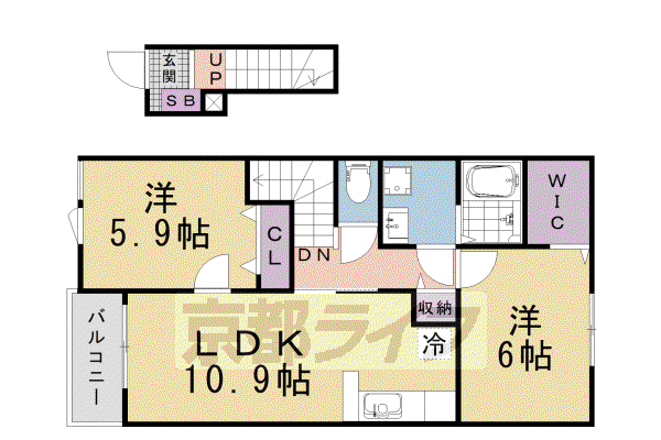 グラードⅡ(2LDK/1階)の間取り写真