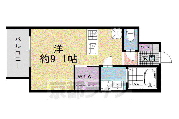 山陰本線 丹波口駅 徒歩9分 4階建 新築(ワンルーム/2階)の間取り写真