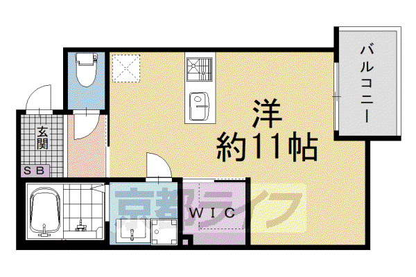 山陰本線 丹波口駅 徒歩9分 4階建 新築(ワンルーム/3階)の間取り写真