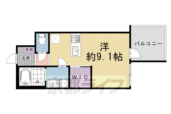 山陰本線 丹波口駅 徒歩9分 4階建 新築(ワンルーム/2階)の間取り写真