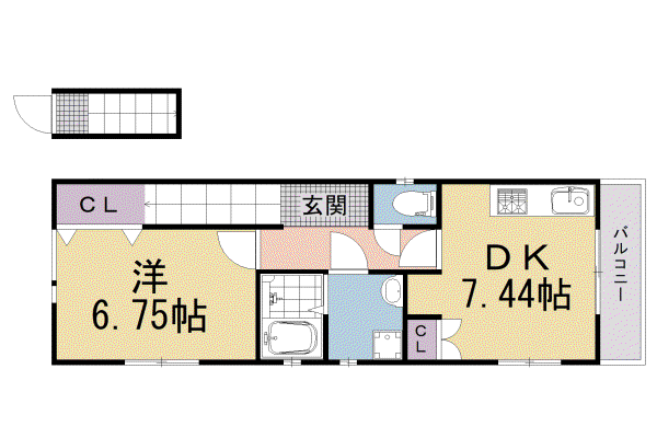 奈良線 木幡駅(JR) 徒歩4分 2階建 築6年(1DK/2階)の間取り写真