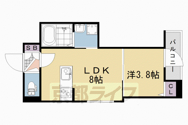 京阪電気鉄道京阪線 淀駅 徒歩3分 4階建 新築(1LDK/3階)の間取り写真