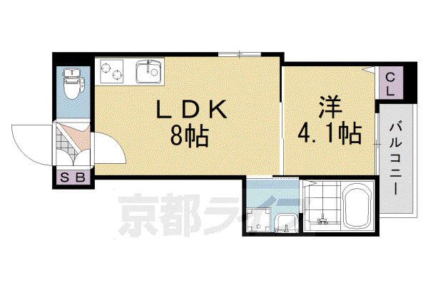 京阪電気鉄道京阪線 淀駅 徒歩3分 4階建 新築(1LDK/2階)の間取り写真