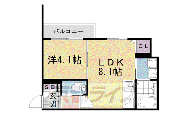 京阪電気鉄道京阪線 淀駅 徒歩3分 4階建 新築(1LDK/4階)の間取り写真