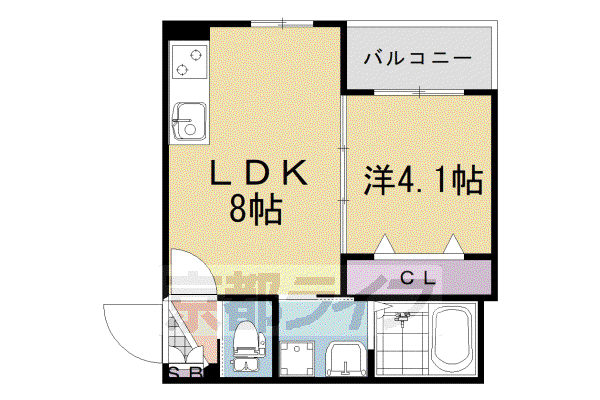京阪電気鉄道京阪線 淀駅 徒歩3分 4階建 新築(1LDK/2階)の間取り写真