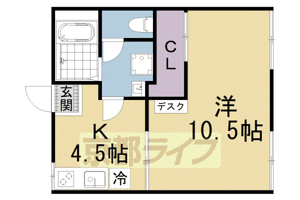 ベルドール膳所(1K/1階)の間取り写真