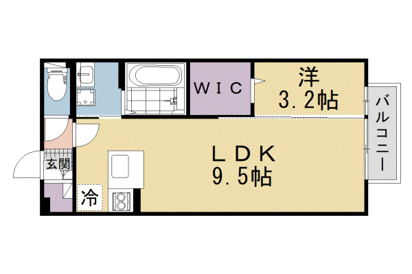 京阪電気鉄道京阪線 樟葉駅 徒歩14分 2階建 築21年(1LDK/2階)の間取り写真