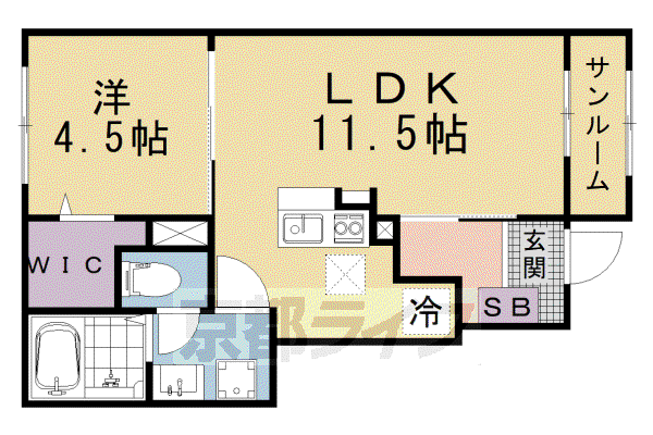 カルムメゾン悠(1LDK/1階)の間取り写真