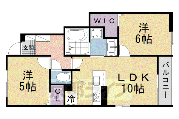 奈良線 木津駅(京都) 徒歩22分 2階建 新築(2LDK/1階)の間取り写真