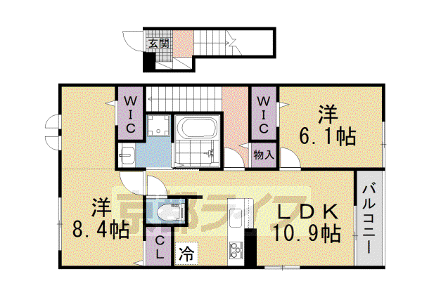 奈良線 木津駅(京都) 徒歩22分 2階建 新築(2LDK/2階)の間取り写真