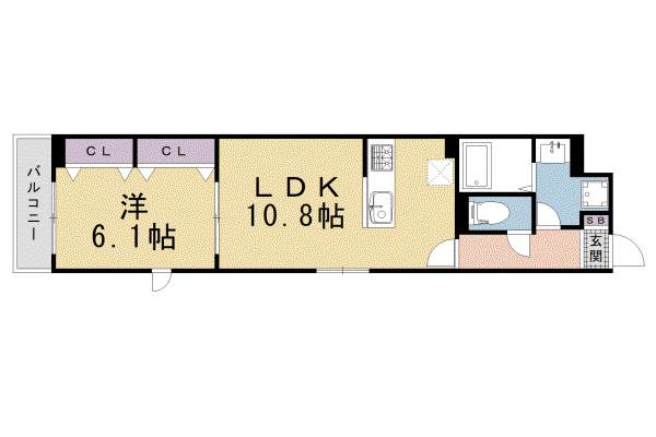 京福北野線 北野白梅町駅 徒歩15分 3階建 新築(1LDK/2階)の間取り写真