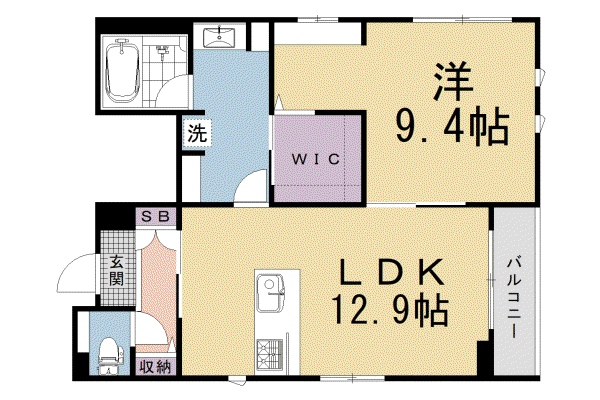 京都市烏丸線 丸太町駅(京都市営) 徒歩2分 3階建 築7年(1LDK/2階)の間取り写真