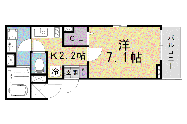 フォルトゥーナ(1K/3階)の間取り写真