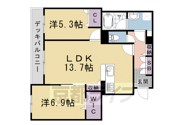 山陰本線 太秦駅(JR) 徒歩7分 3階建 新築(2LDK/1階)の間取り写真