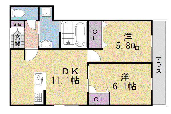 山陰本線 花園駅(京都) 徒歩8分 3階建 新築(2LDK/1階)の間取り写真