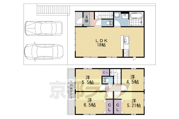 京都市東西線 小野駅(京都) 徒歩11分 2階建 築1年(4LDK)の間取り写真