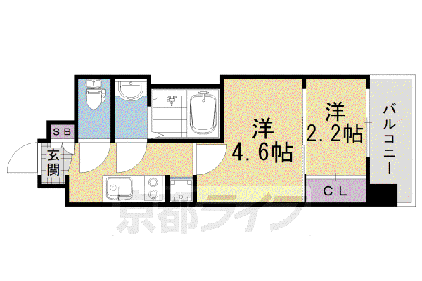 京福嵐山本線 蚕ノ社駅 徒歩4分 5階建 築1年(1DK/3階)の間取り写真