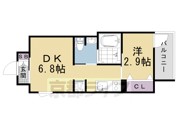 京福嵐山本線 蚕ノ社駅 徒歩4分 5階建 築1年(1DK/4階)の間取り写真