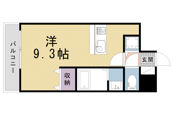 京阪電気鉄道鴨東線 神宮丸太町駅 徒歩5分 5階建 新築(ワンルーム/1階)の間取り写真